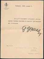 1919 Buza Barna A Népköztársaság Földművelésügyi Miniszterének Saját Kézzel Aláírt újévi Köszönő Levele Hivatali Levélpa - Other & Unclassified