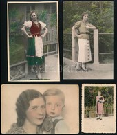 Cca 1940 Előtt Készült, Kézzel Színezett Fényképek, 4 Db Vintage Fotó, 9x6 Cm és 14x9 Cm - Sonstige & Ohne Zuordnung