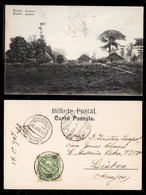 1907 - Portugal Guinea Bissau Postcard Circulated From S. Tomé To Lisbon. Bissau Surroundings. 10r Stamp. - Guinea-Bissau
