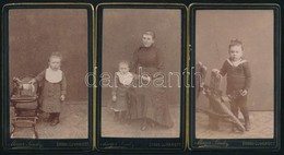Cca 1900 Gyerekfotók, 3 Db Keményhátú Fotó Mayer Sándor érsekújvári Műterméből, 11×6,5 Cm - Autres & Non Classés
