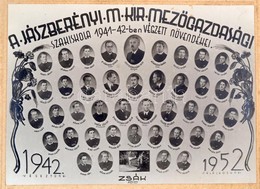 1942 A Jászberényi M. Kir. Mezőgazdasági Szakiskola 1941-42-ben Végzett Növendékei, Tablófotó Kartonon, Zsák Fotó, Folto - Autres & Non Classés