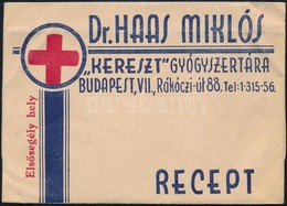 Dr. Haas Miklós Kereszt Gyógyszertárának (Bp. VII.) Receptborítékja - Werbung
