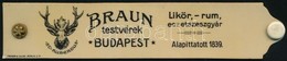 Cca 1900 Braun Testvérek Likőrgyár, St Hubertus, Festett Reklámos Bakelit Könyvjelző 18 Cm - Werbung
