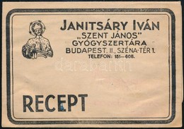 Janitsáry István 'Szent János' Gyógyszertára Bp. II. Receptboríték - Reclame