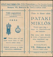 1936 Pataki Miklós, A Magyar Királyi Államrendőrség Szerződéses Szállítója Reklámlap - Publicités