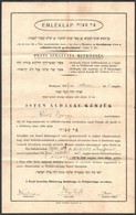 1947 Bp., A Pesti Izraelita Hitközség Rabbisága és Elöljárósága által Kiállított Emléklap - Other & Unclassified