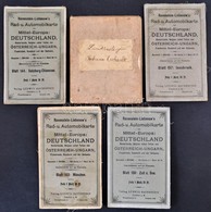 Cca 1910 5 Db Német Osztrák Autós Térkép Vásznon / 5 Automobile Maps - Other & Unclassified