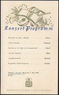 1939 Az Európa Gőzös (Norddeutscher Lloyd Bremen) Koncertjének Programja, Dombornyomott Díszítésű Kártya - Zonder Classificatie