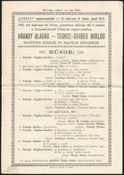 1927 Várady Aladár - Teghze Gerber Miklós Nótaest Programja - Andere & Zonder Classificatie