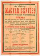 1920 Az Alakuló Magyar Géniusz Nemzeti Kultúrát Terjesztő Részvénytársaság Plakátja, Hajtott, Szakadással, 63×45 Cm - Other & Unclassified