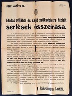 1917 Bp., Sertésösszeírás és Búzadara árusításának Szabályozása, 2 Db Plakát, Szakadásokkal - Sonstige & Ohne Zuordnung