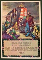 Cca 1927 Magyar Hiszekegy Terjesztő Bizottság és Budapesti Városháza által Lepecsételt, Hivatalos Hiszekegy Plakát. 25x3 - Andere & Zonder Classificatie