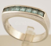 Ezüst(Ag) Kék Kövekkel Díszített Gyűrű, Jelzett, Méret: 55, Bruttó: 3,2 G - Other & Unclassified