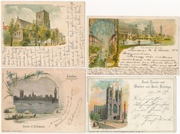 * 11 Db RÉGI Angol Litho Városképes Lap, Kis Alakúak / 11 Pre-1900 British Litho Town-view Postcards, Smaller Sizes - Non Classés