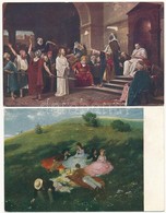 ** 4 Db RÉGI Művész Motívum Képeslap: Könyves Kámán Kiadó / 4 Pre-1945 Hungarian Art Motive Postcards - Sin Clasificación