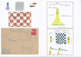** 10 Db MODERN Használatlan Sakk Motívumlap Kíváló Minőségben Pápai János Gyűjteményéből / 10 Modern Unused Chess Motiv - Ohne Zuordnung