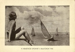 T2/T3 1943 Balaton, VI. Nemzetközi Sporthét A Balatonon 1940, Vitorlások + 'Használja A Hadigondozási Bélyegeket!' (EK) - Ohne Zuordnung