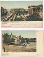 Budapest, Múzeum Körút és Városliget. Ganz Antal Kiadásai - 2 Db Régi Képeslap / 2 Pre-1905 Postcards - Zonder Classificatie