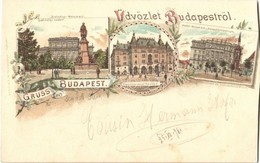 * T4 1898 Budapest, Széchenyi Szobor, Etablissement Reutter Kávéház és étterem (Drechsler Palota), Honvéd Minisztérium,  - Non Classés