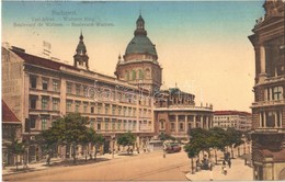 T2 1913 Budapest VI. Váci Körút (Bajcsy-Zsilinszky út), Villamos, Bazilika, Schimmelpfeng W. Tudakozóda, étterem - Ohne Zuordnung