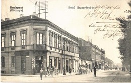 T2/T3 1906 Budapest X. Kőbánya, Belső Jászberényi út, Gebauer Károly üzlete, Villamos, Lovashintó, Rabolt Antal üzlete é - Ohne Zuordnung