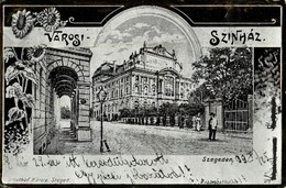 T3 1899 Szeged, Városi Színház. Schulhof Károly Kiadása, Szecessziós Fémes Hatású Fóliás Képeslap / Art Nouveau Metallic - Ohne Zuordnung