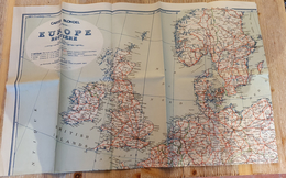 1132 - Carte Europe Routière - 1950 - Plastifiée - 1/380000è - Maps/Atlas