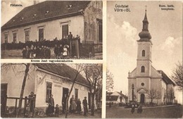 T2 1928 Vörs, Plébánia, Római Katolikus Templom, Krausz Jenő üzlete. Kálmán Fényképész - Ohne Zuordnung