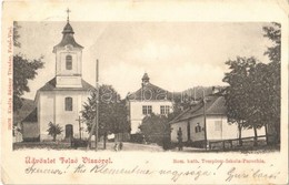 T2/T3 1900 Felsővisó, Viseu De Sus; Római Katolikus Templom, Iskola és Parókia. Kiadja Bárány Tivadar / Catholic Church, - Unclassified