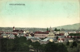 T3/T4 1915 Gyulafehérvár, Karlsburg, Alba Iulia; Látkép Templomokkal / General View With Churches (ázott Sarkak / Wet Co - Unclassified