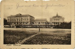 T2/T3 1916 Lugos, Lugoj; Eötvös Sor, Főgimnázium, Színház, Klein Miksa üzlete. Kiadja Schönberg Miksané / Street View, H - Ohne Zuordnung