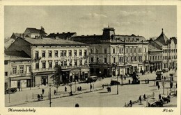 T2 1943 Marosvásárhely, Targu Mures; Fő Tér, Magyar Színház, Transilvania Szálloda, Boskovics üzlete, Autóbusz, Automobi - Ohne Zuordnung