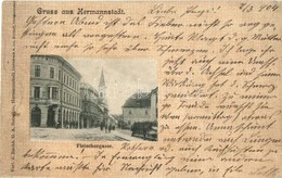 T4 Nagyszeben, Hermannstadt, Sibiu; Fleischergasse / Hentes Utca, A. Seraphin Kiadása / Street (vágott / Cut) - Ohne Zuordnung