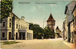 T2/T3 1915 Nagyszeben, Hermannstadt, Sibiu; Theater Und Befestigungstürme / Városi Színház, Erődített Tornyok. Chromopho - Ohne Zuordnung