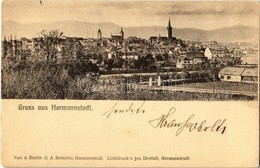 T2/T3 1905 Nagyszeben, Hermannstadt, Sibiu; Látkép Templomokkal. Lichtdruck V. Jos. Drotleff. Verlag G. A. Seraphin / Ge - Unclassified