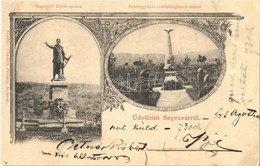 T4 1901 Segesvár, Schässburg, Sighisoara; Petőfi és Fehéregyházi Szabadságharc Szobor. Vándory Ferenc Kiadása / Statues  - Ohne Zuordnung