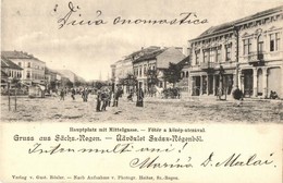 T2 1904 Szászrégen, Reghin; Hauptplatz Mit Mittelgasse. Verlag V. Gust. Rösler, Photogr. Heiter / Fő Tér A Közép Utcával - Ohne Zuordnung