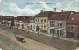 T2/T3 1917 Szászrégen, Reghin; Közép Utca / Mittelgasse / Street + 'K.u.K. Militärzensur Kolozsvár' (EK) - Ohne Zuordnung