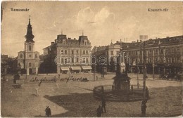 T2/T3 1921 Temesvár, Timisoara; Kossuth Tér, Csendes és Fischer üzlete, Villamos, Takarékpénztár / Square, Shops, Tram,  - Ohne Zuordnung