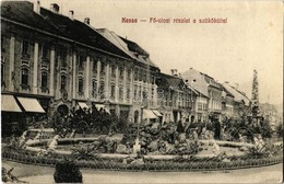 T2 1912 Kassa, Kosice; Fő Utca, Szökőkút, Szentháromság Szobor. Kiadja Varga Bertalan 203. / Main Street, Fountain, Holy - Zonder Classificatie