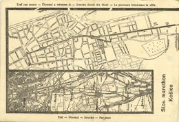 * T2/T3 Kassa, Kosice; Királyi Magyar Autoclub (KAC) Szlovák Maratonjának Térképe, Maratonfutás útvonala / Marathon Runn - Unclassified