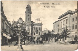 T3 1907 Komárom, Komárnó; Klapka Tér és Szobor, Városháza, Könyvnyomda, Krausz Dávid Férfi Szabó, Ipovitz és Ivánfi üzle - Ohne Zuordnung