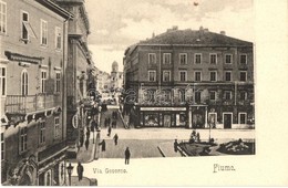 ** T2 Fiume, Rijeka; Via Governo / Utcakép, Salamon Weiss üzlete. Divald Károly 439. Sz. / Street View, Shops - Other & Unclassified