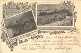 T2/T3 1902 Gombos, Bogojeva; Fahíd A Kis Dunán, Személyvonat Rátétele A Gőzkompra, Gőzmozdony / Wooden Bridge, Steam Fer - Non Classés