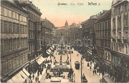 T2/T3 1924 Wien, Vienna, Bécs I. Graben / Street View, Tram, Shops. P. Ledermann 8208. (EK) - Autres & Non Classés