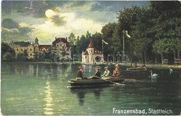 ** T2/T3 Frantiskovy Lazne, Franzensbad; Stadtteich / Pond At Night, Künstler Serie 'Franzensbad' No. 1895A. (fl) - Ohne Zuordnung
