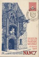 Exposition Philatélique Nationale Nancy Mai 1948 Cachet Illustré 18 5 48 XXI Congrès Fédération Expo Phil Palais Ducal - Gedenkstempel