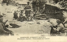 * T1/T2 1918 Florina, Campagne D'Orient 1914-1918, Tisserandes Au Travail / WWI, Weavers At Work, Folklore - Autres & Non Classés