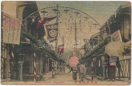 ** T2/T3 Nagasaki, Kajiya-Machi, Street, Shops. Thin Wooden Postcard (EK) - Andere & Zonder Classificatie