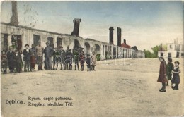 T2/T3 Debica, Rynek / Ringplatz, Nördlicher Teil / Main Square With Destroyed Buildings, Children With Soldiers (EK) - Autres & Non Classés